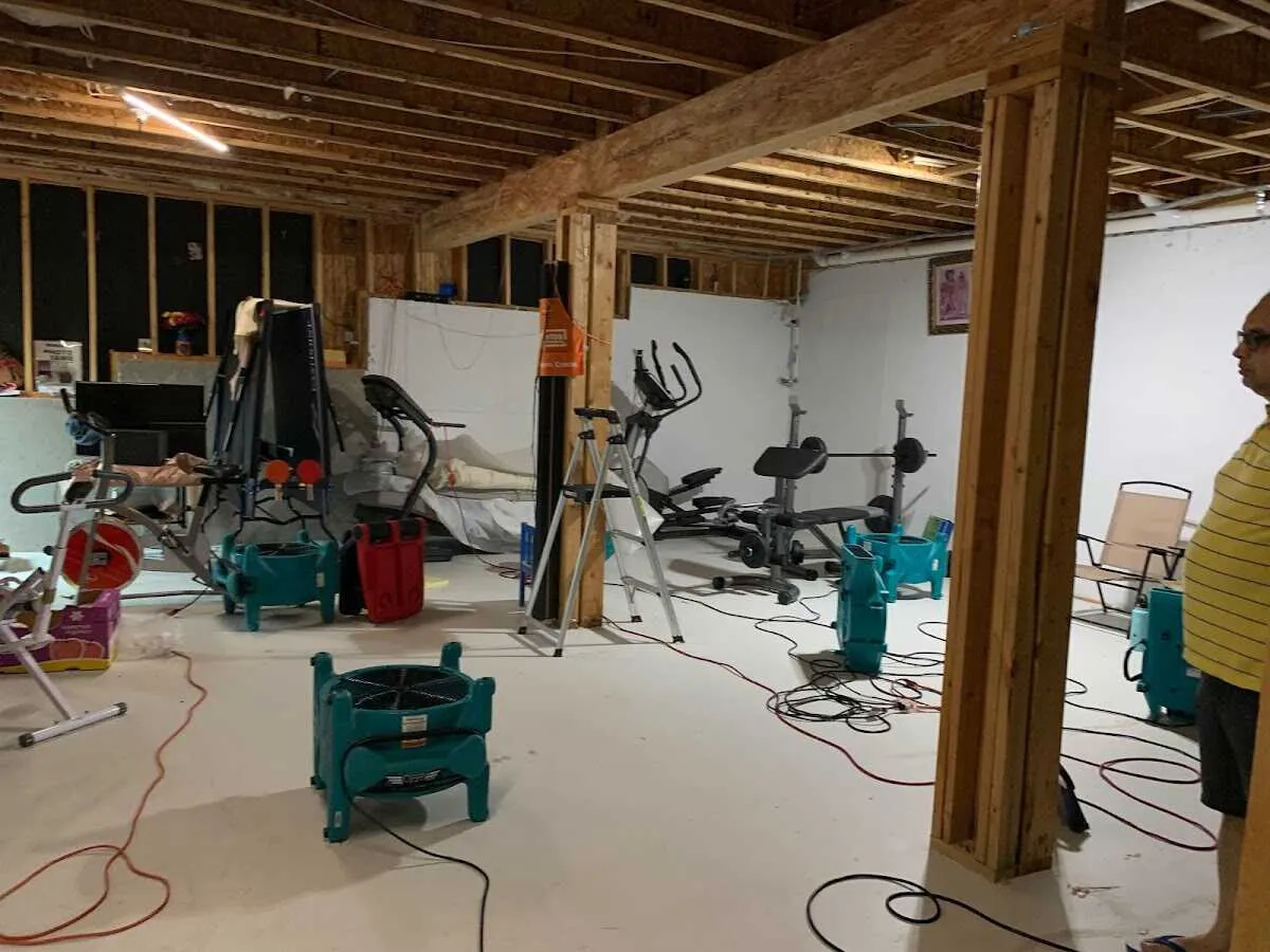 Basement drying equipment setup for Contents Cleaning & Restoration in Tremonton